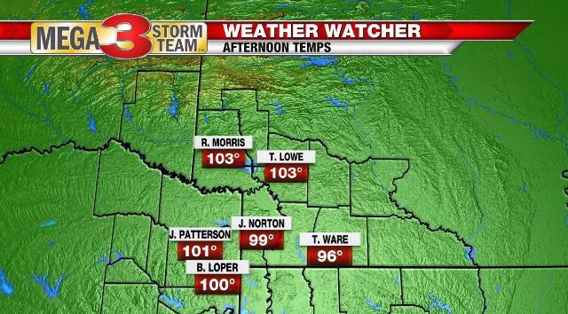Northern ArkLaTex Weather Watcher Highs on Monday